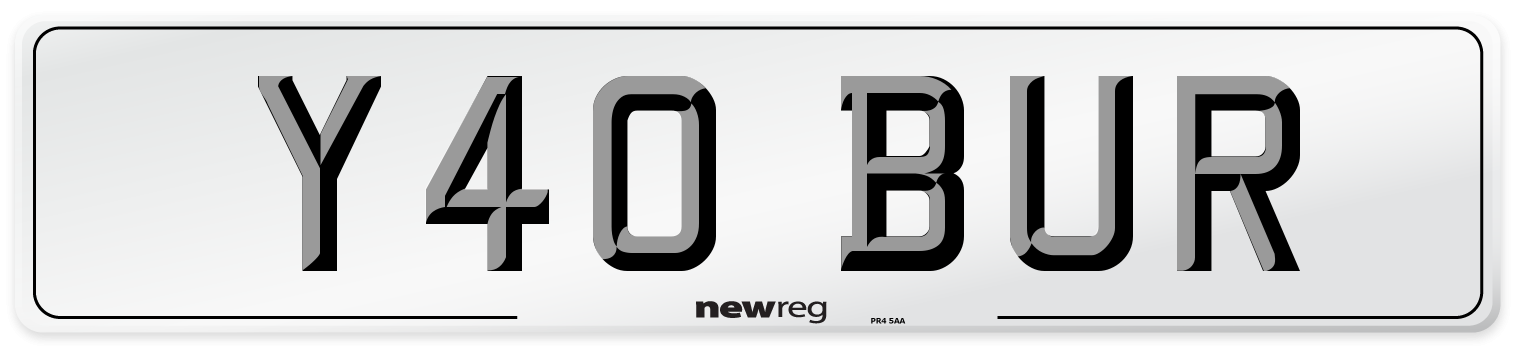 Y40 BUR Number Plate from New Reg